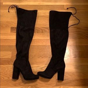 Over the Knee Black Suede Boots
